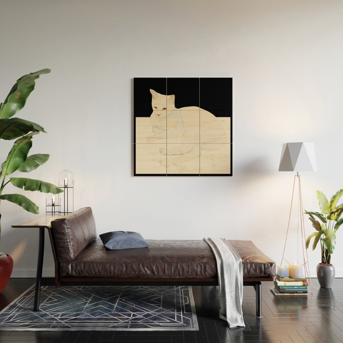 Minimal Abstract Art Cat 6 Wood Wall Art Gallery Image 2