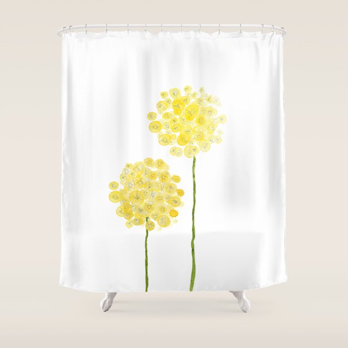 two abstract dandelions watercolor Shower Curtain Gallery Image 1