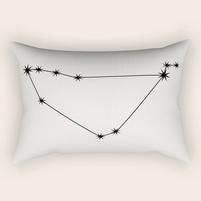 Capricorn Zodiac Star Constellation Line Art White Rectangular Pillow Gallery Image 2