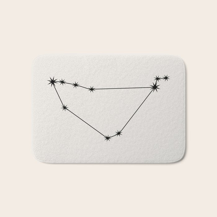 Capricorn Zodiac Star Constellation Line Art White Bath Mat Gallery Image 1