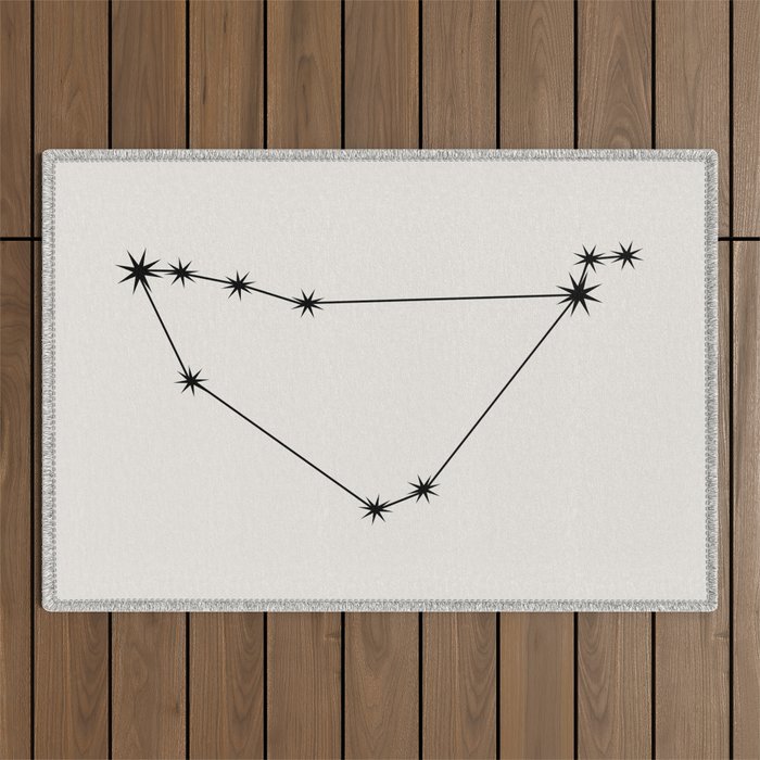 Capricorn Zodiac Star Constellation Line Art White Outdoor Rug Gallery Image 1