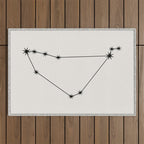 Capricorn Zodiac Star Constellation Line Art White Outdoor Rug Gallery Image 1