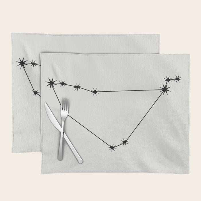 Capricorn Zodiac Star Constellation Line Art White Placemat Gallery Image 1