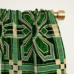 Art Deco Floral Tiles in Emerald Green and Faux Gold Window Curtain Gallery Image 2