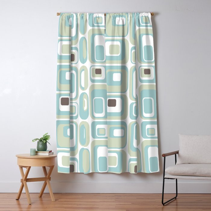 Retro Rectangles Mid Century Modern Geometric Vintage Style Window Curtain