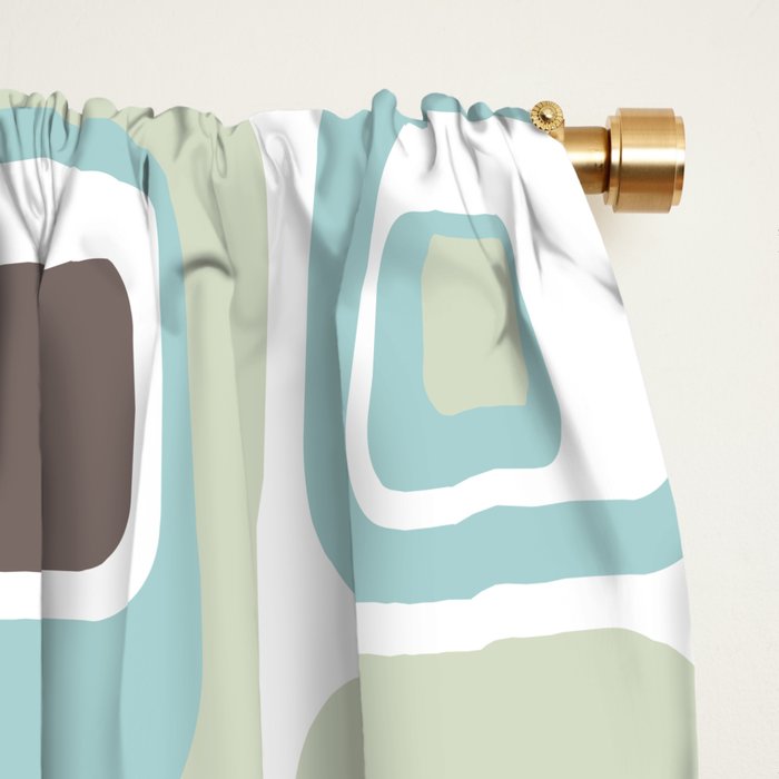 Retro Rectangles Mid Century Modern Geometric Vintage Style Window Curtain Gallery Image 2