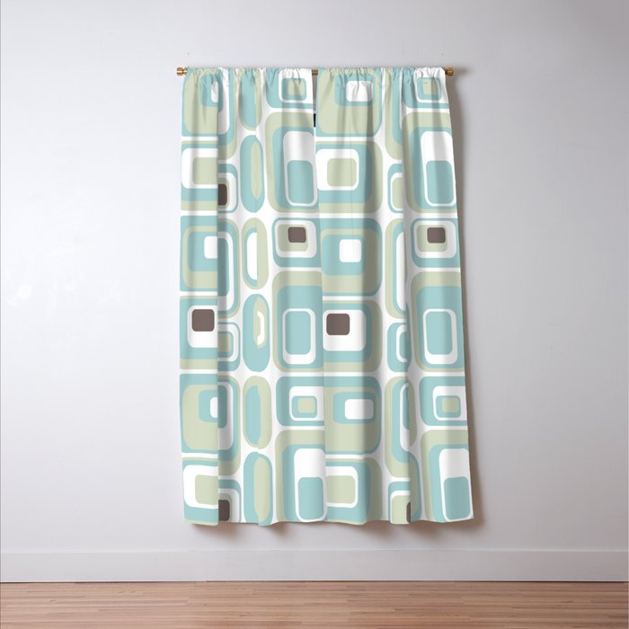 Retro Rectangles Mid Century Modern Geometric Vintage Style Window Curtain Gallery Image 3
