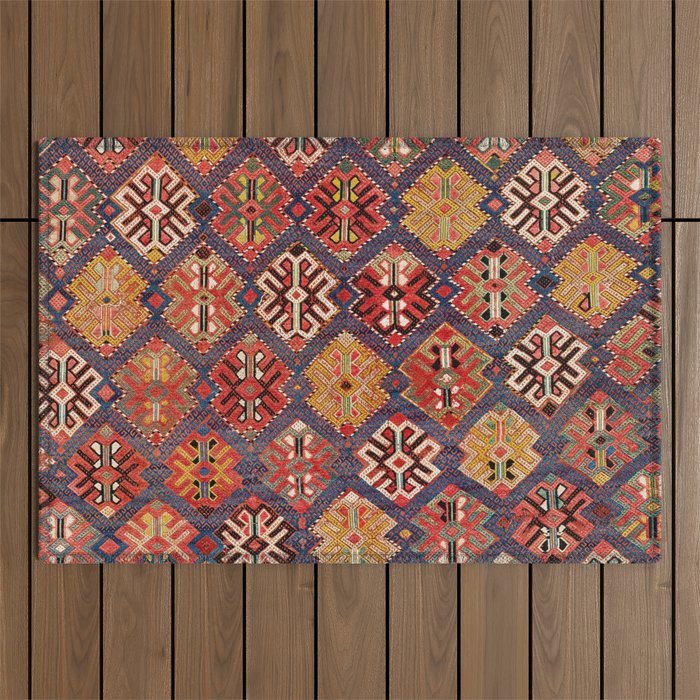 Azeri Zili Azerbaijan South Causasus Antique Rug Print Outdoor Rug Gallery Image 1