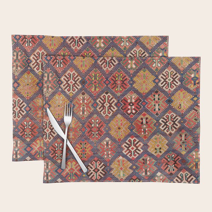 Azeri Zili Azerbaijan South Causasus Antique Rug Print Placemat Gallery Image 1
