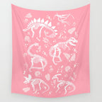 Excavated Dinosaur Fossils in Candy Pink Wall Tapestry Gallery Image 4
