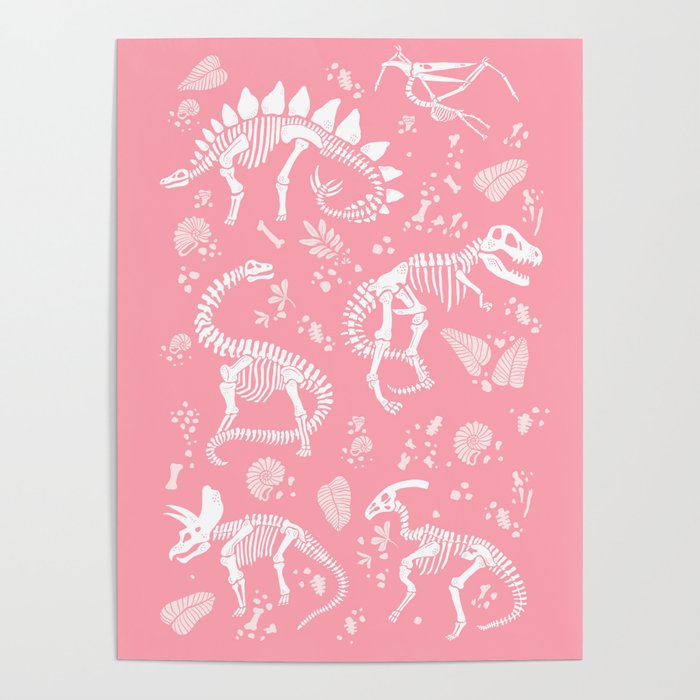 Excavated Dinosaur Fossils in Candy Pink Poster Gallery Image 4
