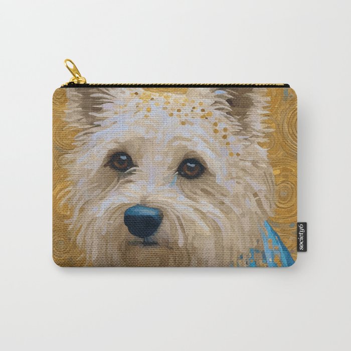 Gustav Klimt Style White Dog with Blue Costume Carry All Pouch Gallery Image 1