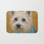 Gustav Klimt Style White Dog with Blue Costume Bath Mat Gallery Image 1