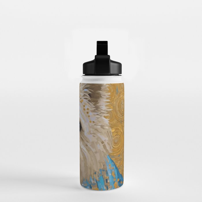 Gustav Klimt Style White Dog with Blue Costume Water Bottle Gallery Image 2