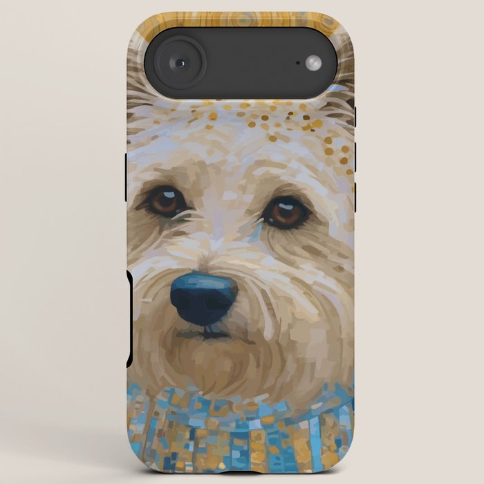 Gustav Klimt Style White Dog with Blue Costume iPhone Case Gallery Image 6