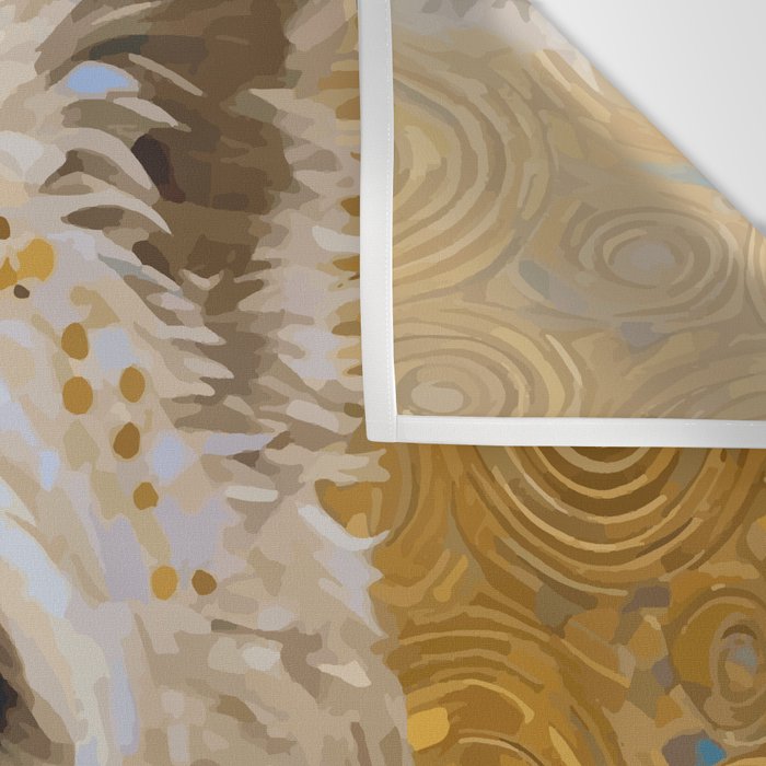 Gustav Klimt Style White Dog with Blue Costume Wall Tapestry Gallery Image 3