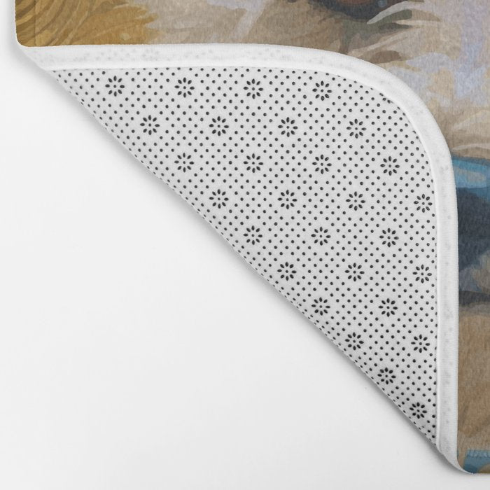 Gustav Klimt Style White Dog with Blue Costume Bath Mat Gallery Image 2