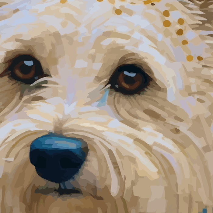 Gustav Klimt Style White Dog with Blue Costume Coffee Mug Gallery Image 2