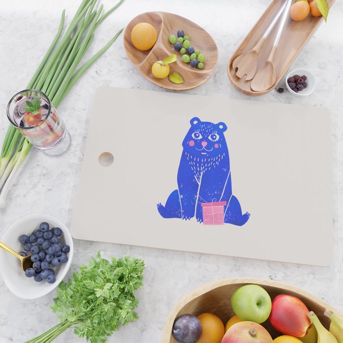 Blue Christmas Bear Cutting Board Gallery Image 2