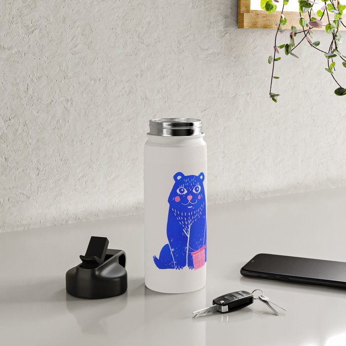 Blue Christmas Bear Water Bottle Gallery Image 4