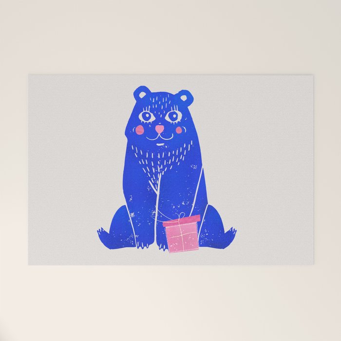 Blue Christmas Bear Welcome Mat Gallery Image 1