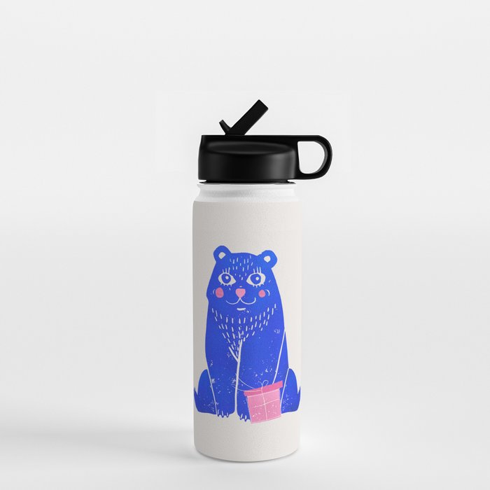 Blue Christmas Bear Water Bottle Gallery Image 1
