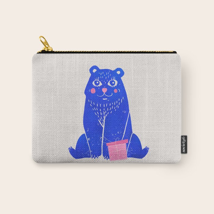 Blue Christmas Bear Carry All Pouch Gallery Image 1