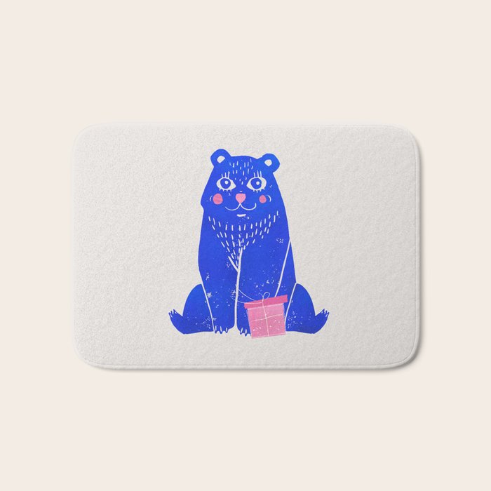 Blue Christmas Bear Bath Mat Gallery Image 1