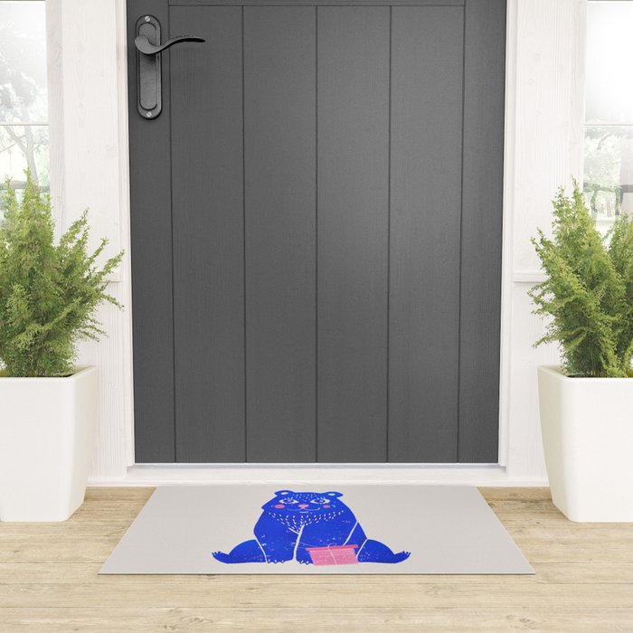 Blue Christmas Bear Welcome Mat Gallery Image 3