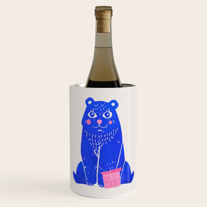 Blue Christmas Bear Wine Chiller Gallery Image 1