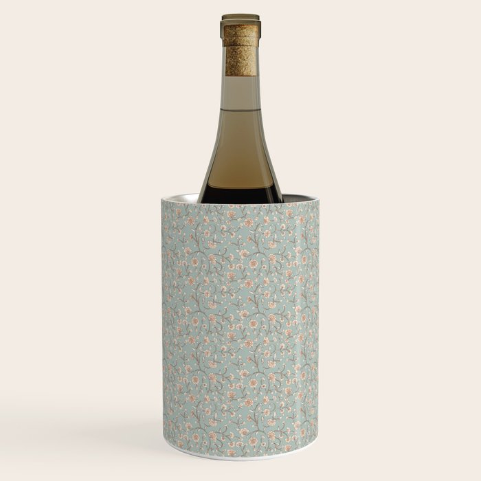 Ditsy Trailing Block Print Floral - Light Sage Green Wine Chiller Gallery Image 2
