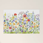 Colorful Midsummer Scandinavian Wildflowers Meadow  Welcome Mat Gallery Image 1