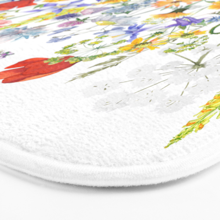 Colorful Midsummer Scandinavian Wildflowers Meadow  Bath Mat Gallery Image 3