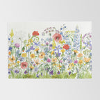 Colorful Midsummer Scandinavian Wildflowers Meadow  Rug Gallery Image 2