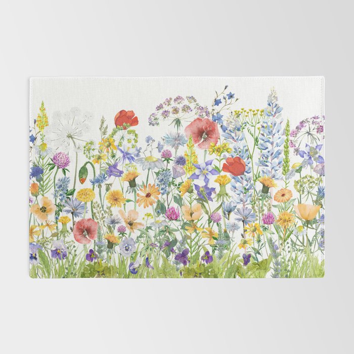 Colorful Midsummer Scandinavian Wildflowers Meadow  Rug Gallery Image 2