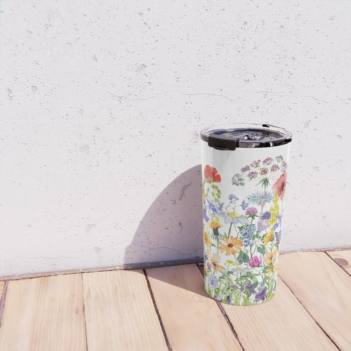 Colorful Midsummer Scandinavian Wildflowers Meadow  Travel Mug Gallery Image 4