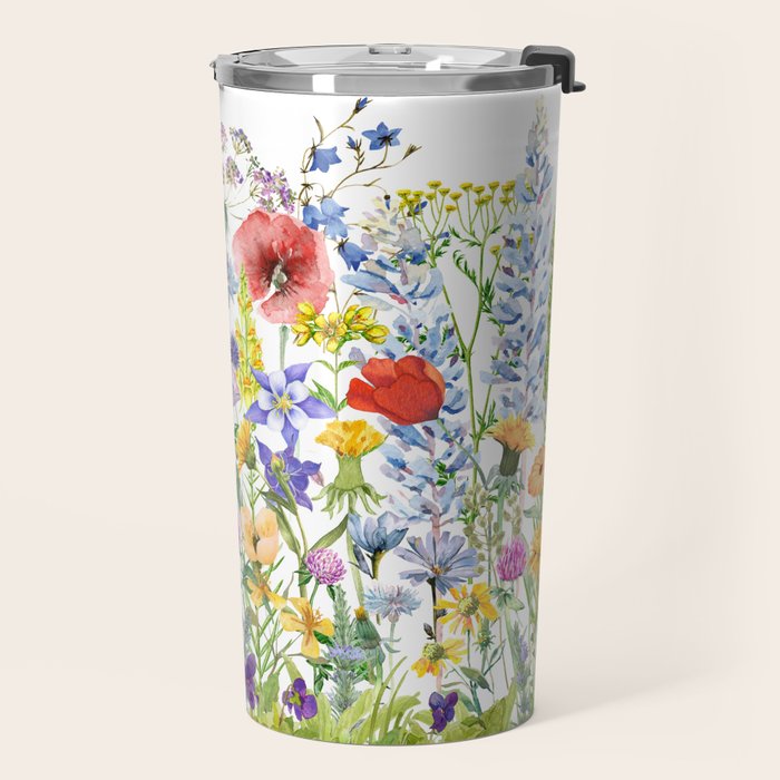 Colorful Midsummer Scandinavian Wildflowers Meadow  Travel Mug Gallery Image 2