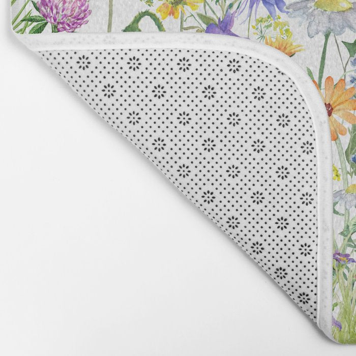 Colorful Midsummer Scandinavian Wildflowers Meadow  Bath Mat Gallery Image 2