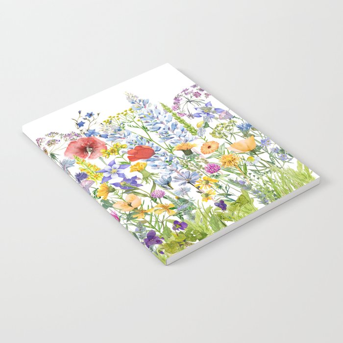 Colorful Midsummer Scandinavian Wildflowers Meadow  Notebook Gallery Image 2