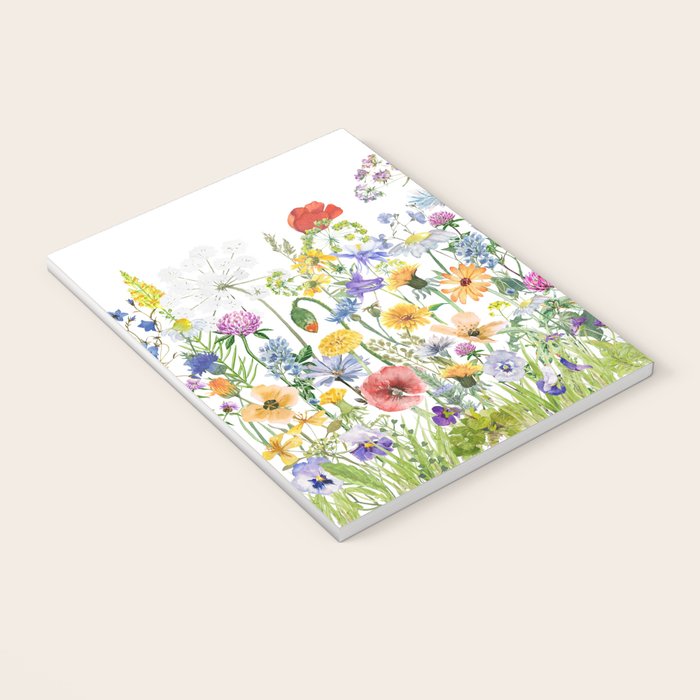 Colorful Midsummer Scandinavian Wildflowers Meadow  Notebook Gallery Image 3