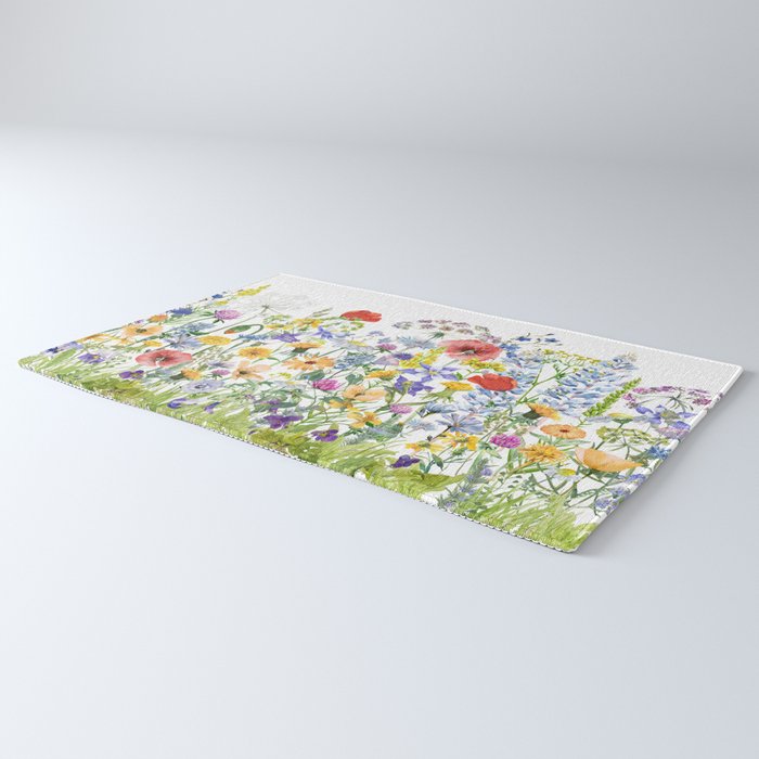 Colorful Midsummer Scandinavian Wildflowers Meadow  Rug Gallery Image 3