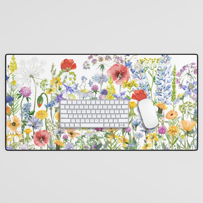 Colorful Midsummer Scandinavian Wildflowers Meadow  Desk Mat Gallery Image 1