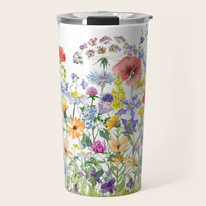 Colorful Midsummer Scandinavian Wildflowers Meadow  Travel Mug Gallery Image 1