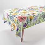 Colorful Midsummer Scandinavian Wildflowers Meadow  Tablecloth Gallery Image 1