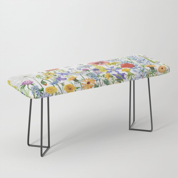 Colorful Midsummer Scandinavian Wildflowers Meadow  Bench Gallery Image 1