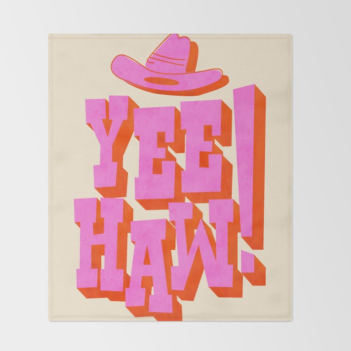 Yee Haw! Fun Cowboy Art Throw Blanket Gallery Image 2