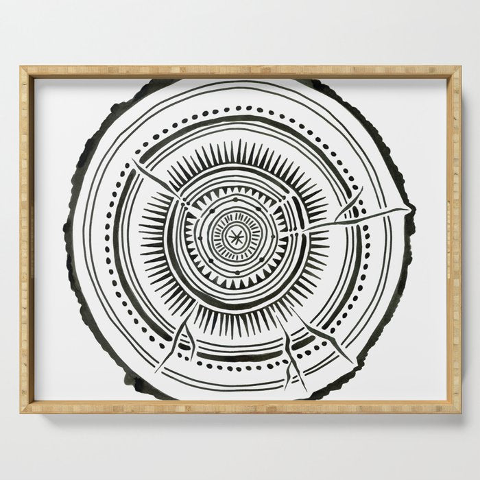 Quaking Aspen - Black Tree Rings Serving Tray Gallery Image 1