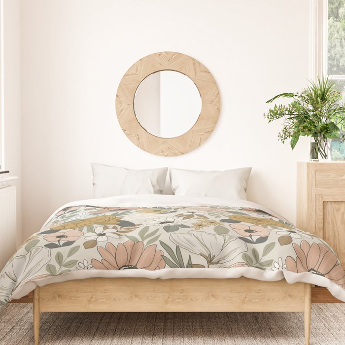 Retro Boho Floral, Vintage Floral Pattern  Duvet Cover Gallery Image 3