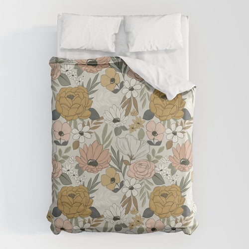 Retro Boho Floral, Vintage Floral Pattern  Duvet Cover Gallery Image 6