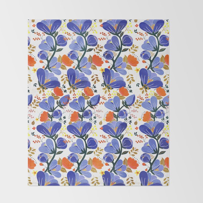 folk spring flowers no2 Throw Blanket Gallery Image 2